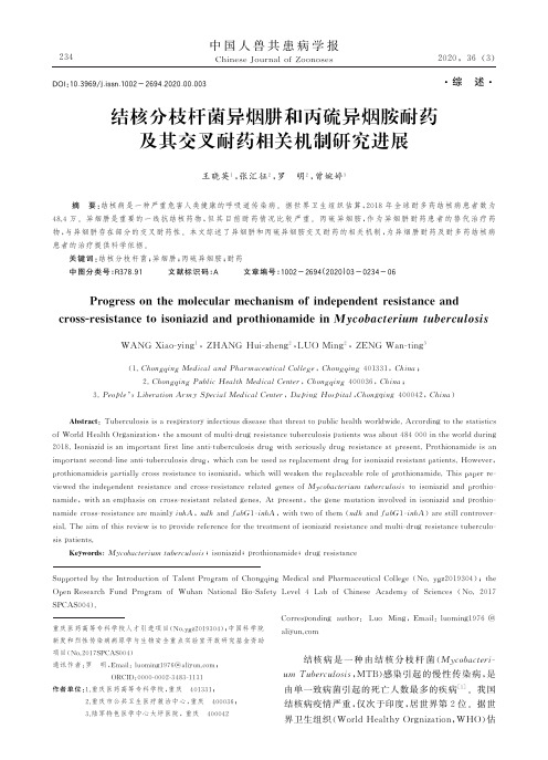 结核分枝杆菌异烟肼和丙硫异烟胺耐药及其交叉耐药相关机制研究进展