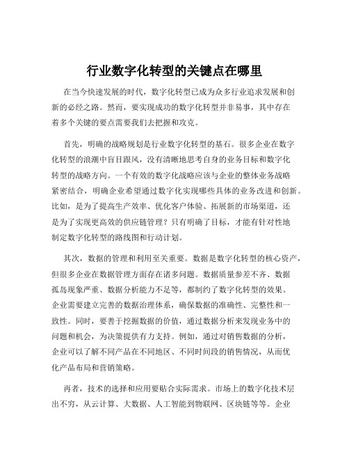 行业数字化转型的关键点在哪里