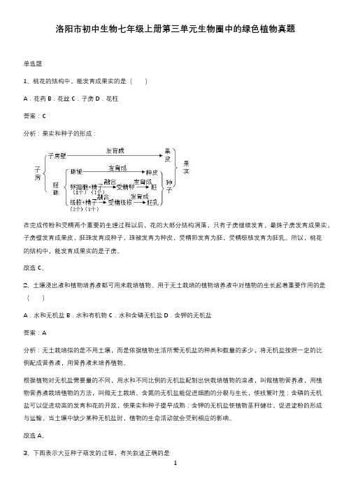 洛阳市初中生物七年级上册第三单元生物圈中的绿色植物真题