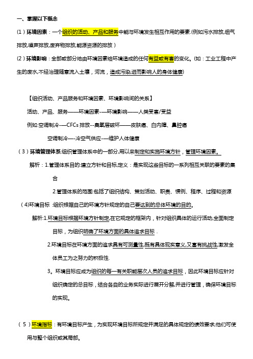 环境管理体系复习提纲和答案