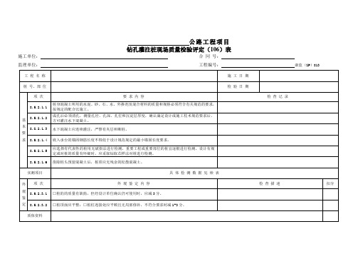 813钻孔灌注桩现场质量检验(评定)表 