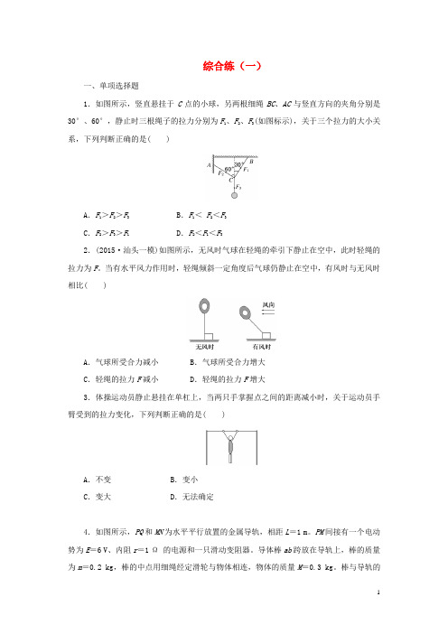 2016届高三物理二轮复习综合练(一)