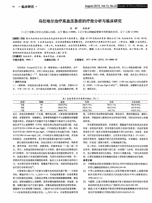 乌拉地尔治疗高血压急症的疗效分析与临床研究