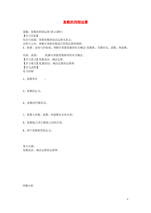 江苏省镇江市高中数学3.2复数的四则运算导学案2(无答案)苏教版选修2_2