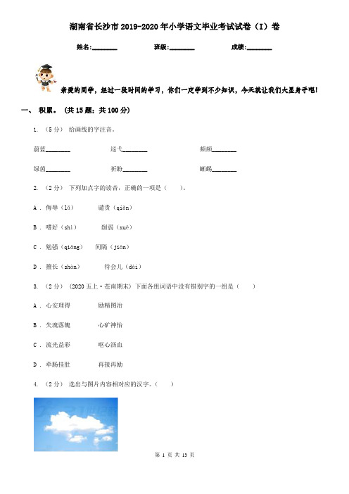 湖南省长沙市2019-2020年小学语文毕业考试试卷(I)卷