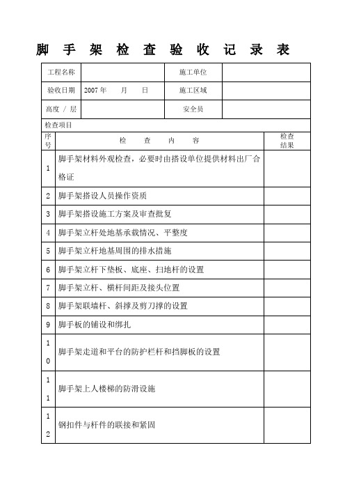 脚手架检查验收表