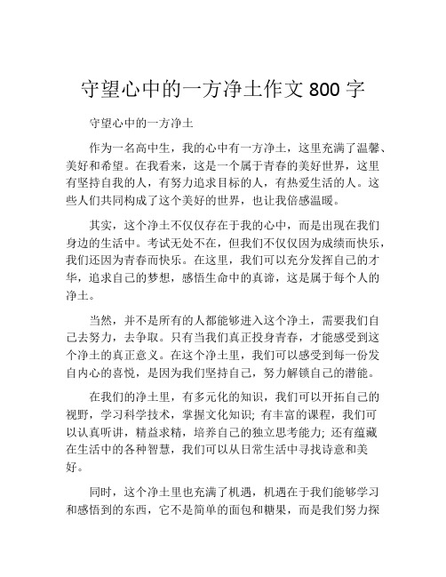 守望心中的一方净土作文800字