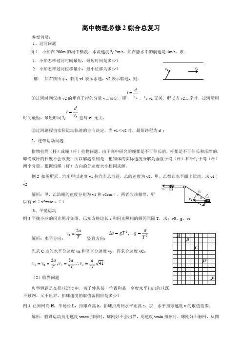 高一物理必修2期末复习知识-典型例题