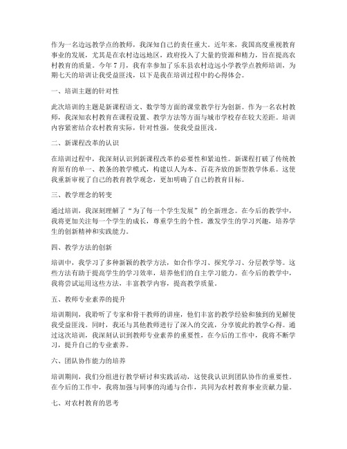 边远教学点教师培训心得