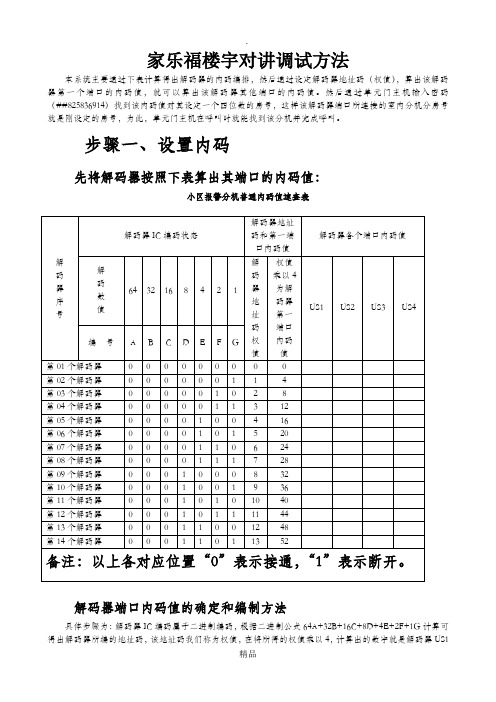 家乐福楼宇对讲调试方法