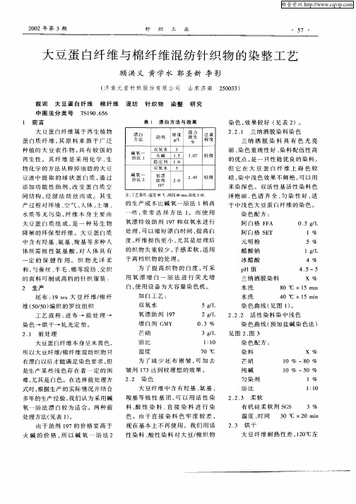 大豆蛋白纤维与棉纤维混纺针织物的染整工艺