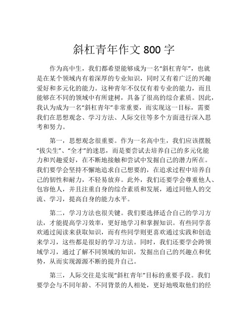 斜杠青年作文800字