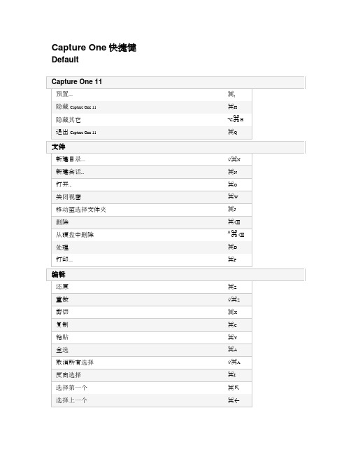 Capture One快捷键