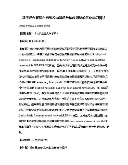 基于混合双层自组织径向基函数神经网络的优化学习算法