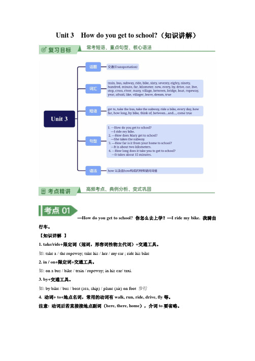 Unit3知识讲解--2022-2023学年度七年级英语下册基础知识专项讲练(人教版)