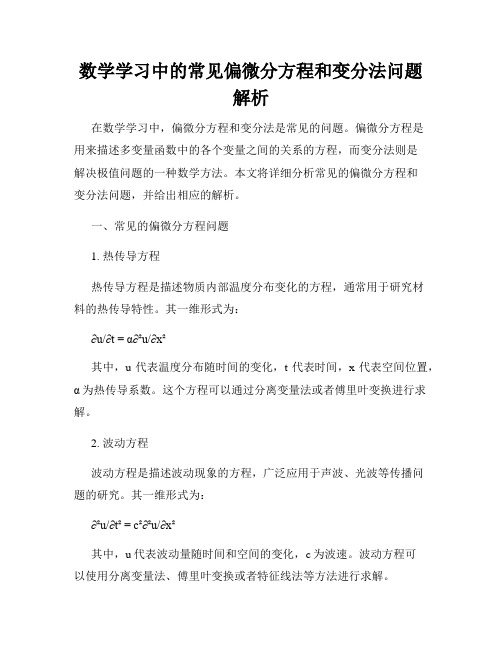 数学学习中的常见偏微分方程和变分法问题解析