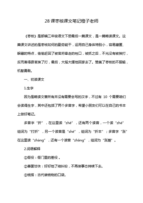 28课枣核课文笔记橙子老师