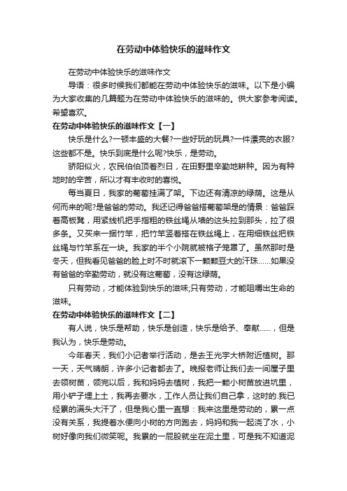 在劳动中体验快乐的滋味作文