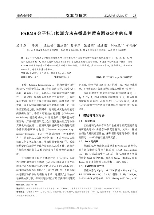 ＰＡＲＭＳ_分子标记检测方法在番茄种质资源鉴定中的应用