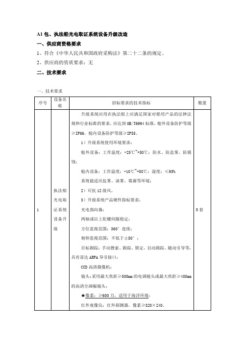 A1包、执法船光电取证系统设备升级改造