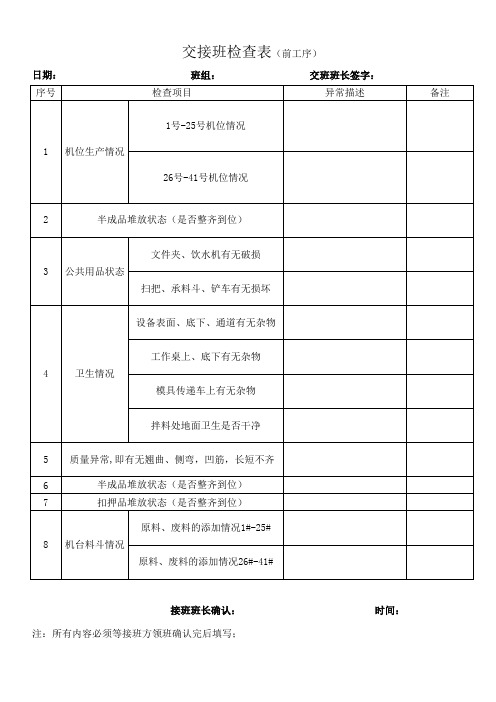 交接班检查表