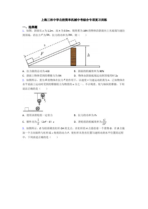 上海三林中学北校简单机械中考综合专项复习训练