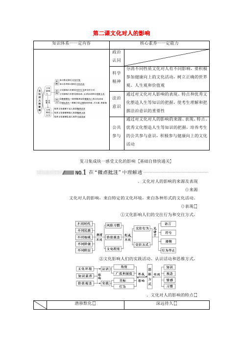 精选-通用版2020版高考政治新设计一轮复习第三模块文化生活第一单元文化与生活第二课文化对人的影响讲义