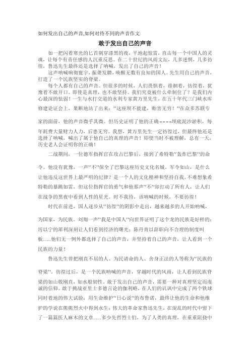 如何发出自己的声音,如何对待不同的声音作文