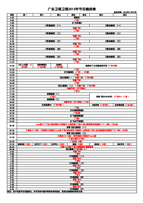 2013广东卫视节目编排表修改版