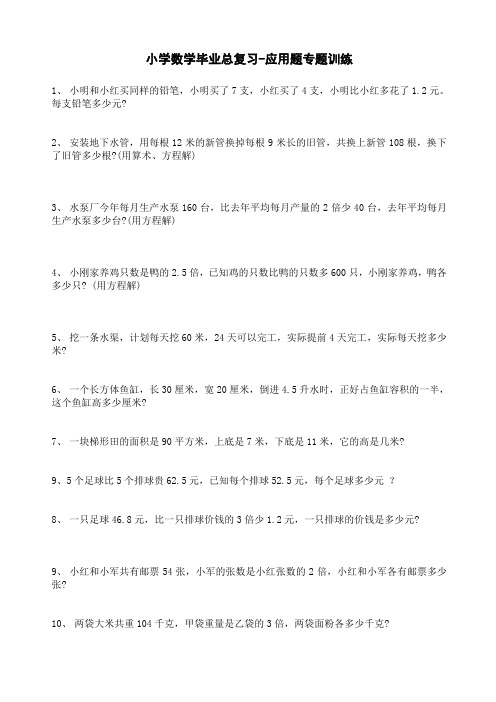 小学数学毕业总复习应用题专题训练