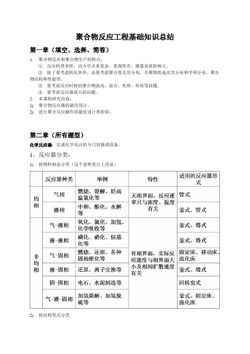 聚合物反应工程基础知识总结