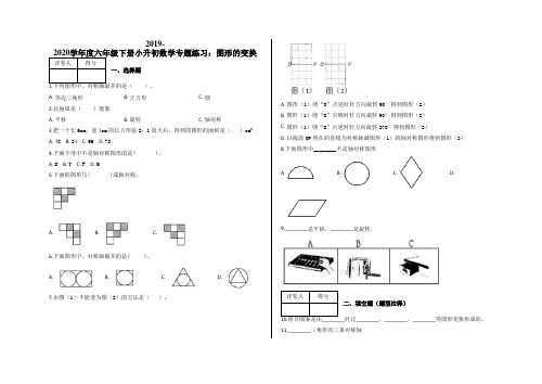 六年级下册数学试题-小升初数学专题练习：图形的变换(含答案)  通用版