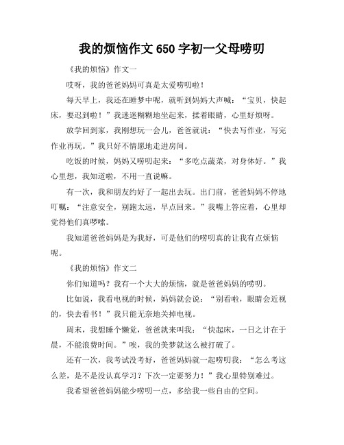 我的烦恼作文650字初一父母唠叨