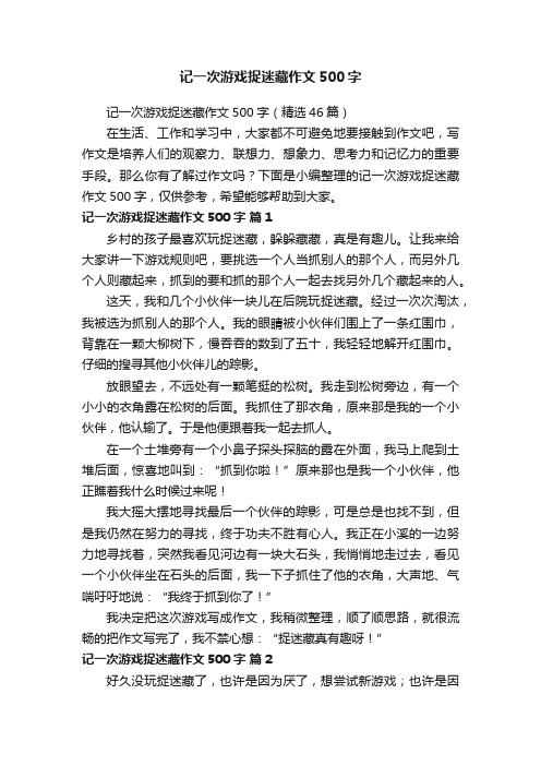 记一次游戏捉迷藏作文500字