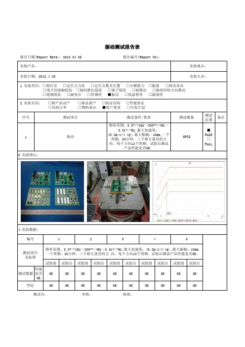 振动测试报告表