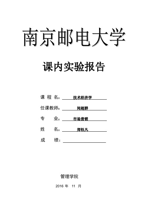 技术经济学实验报告