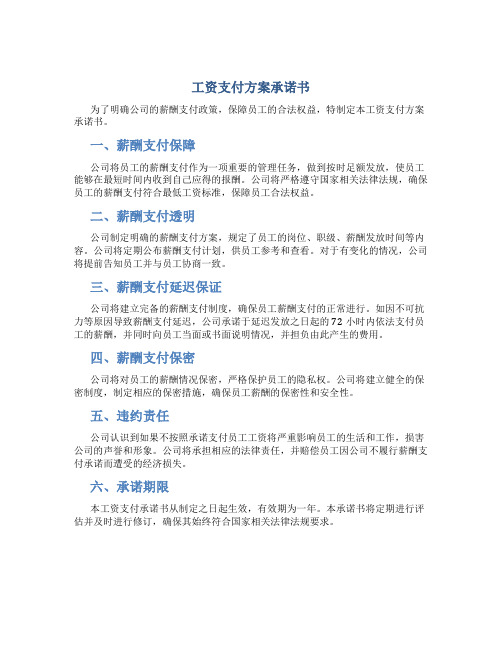 工资支付方案承诺书