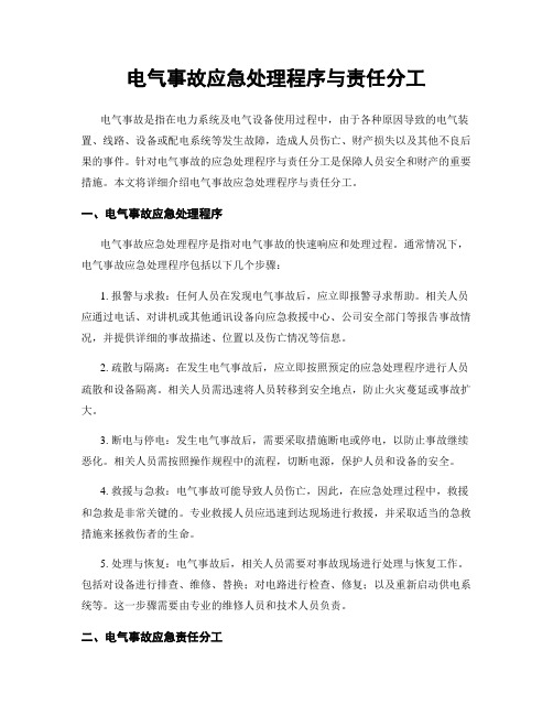 电气事故应急处理程序与责任分工