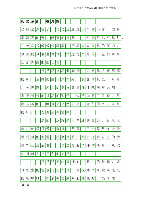 初一随笔：历史从那一夜开始