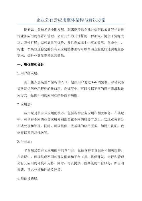 企业公有云应用整体架构与解决方案