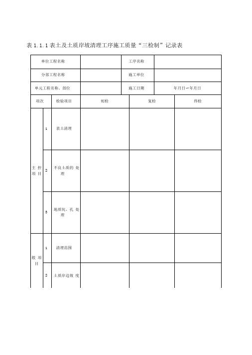 水利工程三检制及平行检测表格