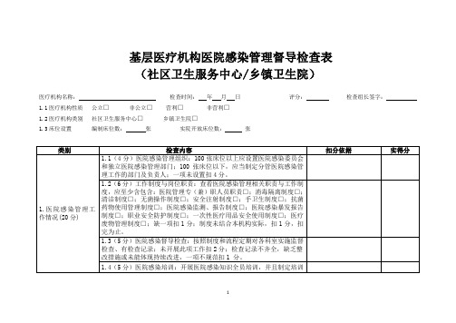 基层医疗机构专项督查检查表