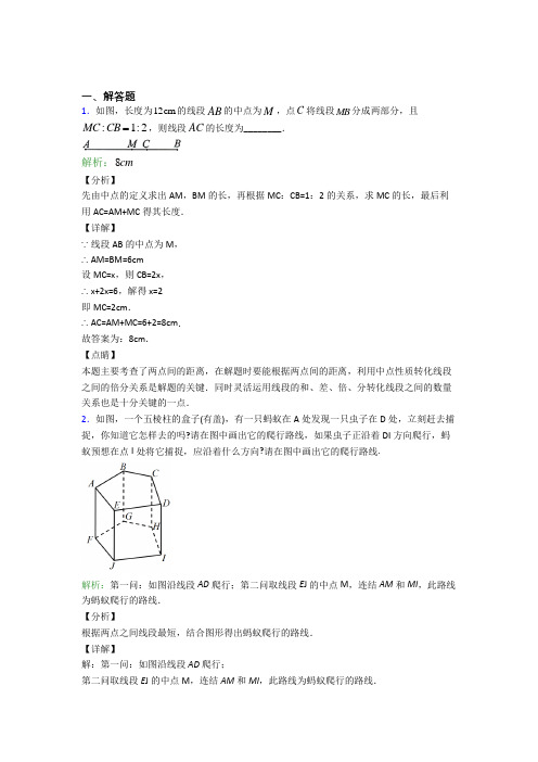 七年级数学上册第四单元《几何图形初步》-解答题专项经典测试(培优提高)(2)