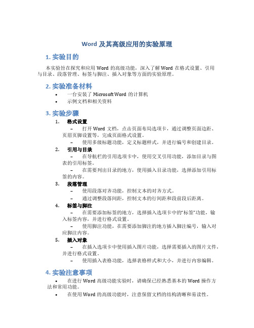 word及其高级应用的实验原理