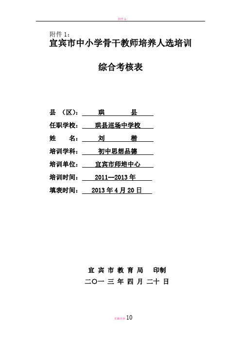 市级骨干教师综合考核表