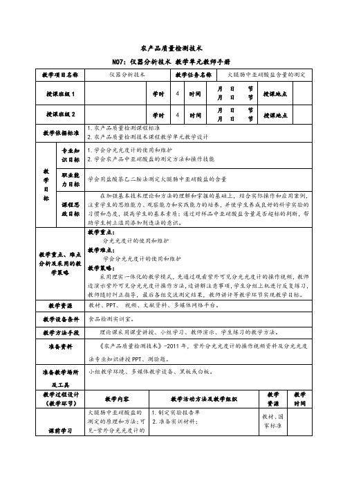 火腿肠中亚硝酸盐含量的测定