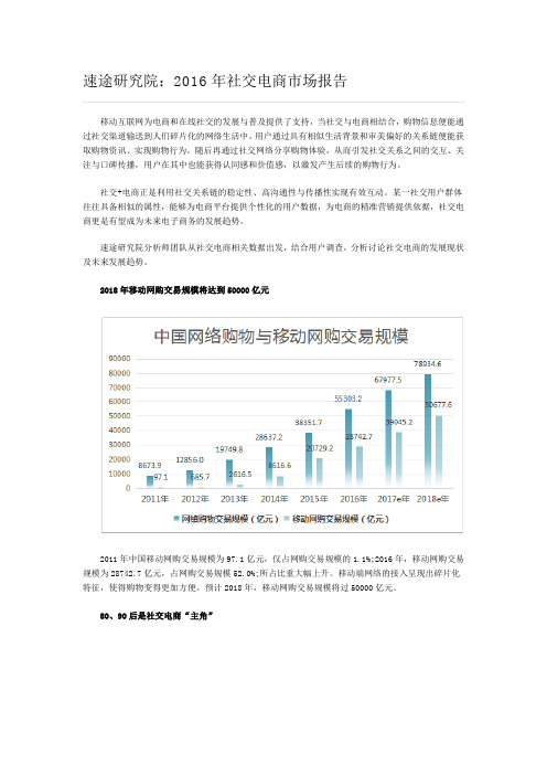 速途研究院：2016年社交电商市场报告