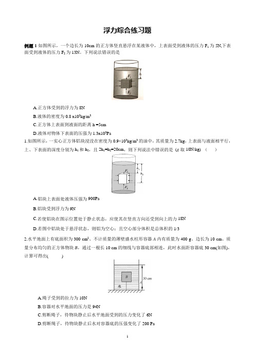 初三物理中考复习专题—浮力综合练习题