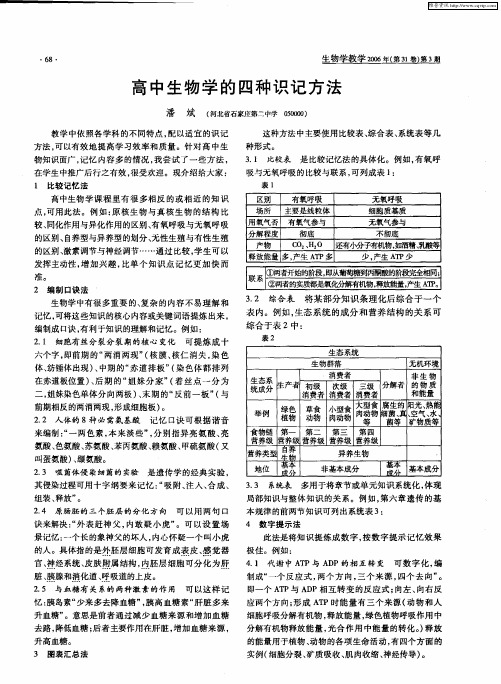 高中生物学的四种识记方法