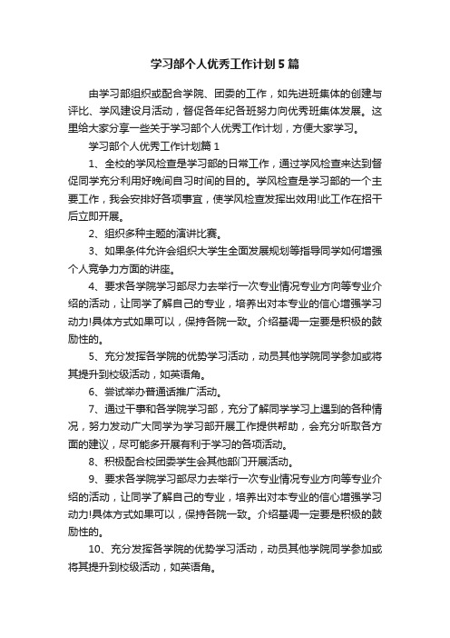 学习部个人优秀工作计划5篇